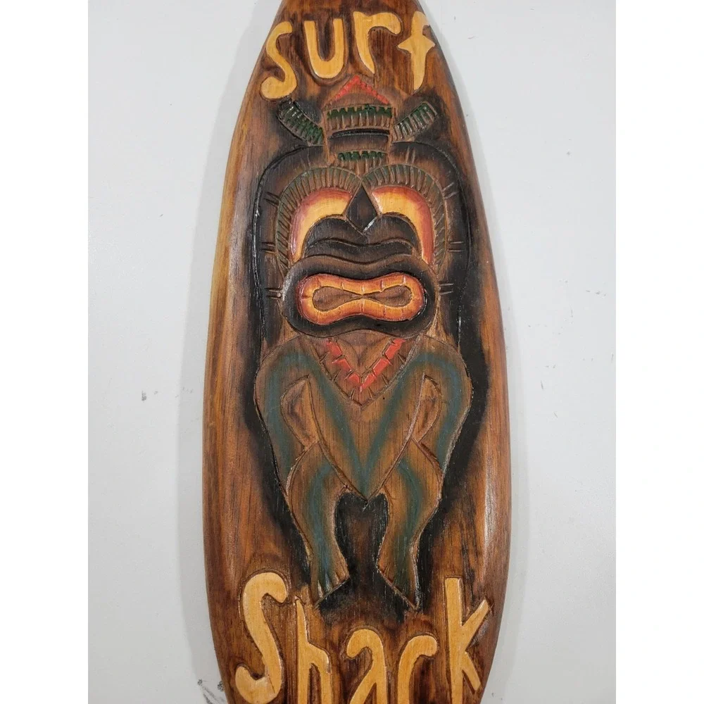 Carved Wood Surf Shack Tiki Hut Wall Decor Surfboard Beachcombers 21